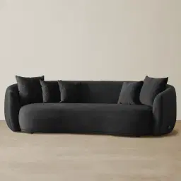 Everett Midnight Black Velvet 3 Seater Sofa - Dark Brown Legs