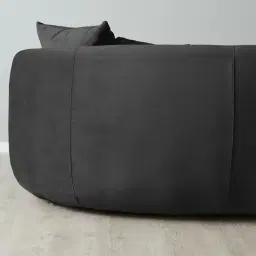 Everett Midnight Black Velvet 3 Seater Sofa - Dark Brown Legs