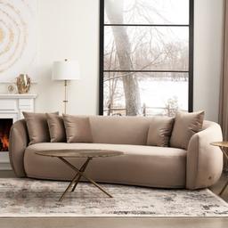 Everett Midnight Black Velvet 3 Seater Sofa - Dark Brown Legs