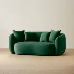 Everett Pine Green Velvet 2 Seater Sofa - Dark Brown Legs