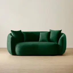 Everett Pine Green Velvet 2 Seater Sofa - Dark Brown Legs