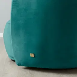 Everett Peacock Blue Velvet 2 Seater Sofa - Dark Brown Legs