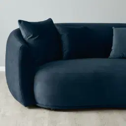 Everett Navy Blue Velvet 2 Seater Sofa - Dark Brown Legs