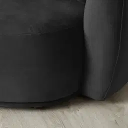 Everett Midnight Black Velvet 2 Seater Sofa - Dark Brown Legs