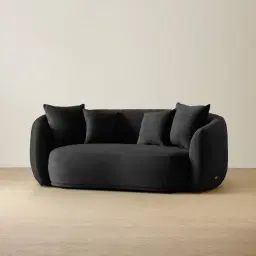 Everett Midnight Black Velvet 2 Seater Sofa - Dark Brown Legs