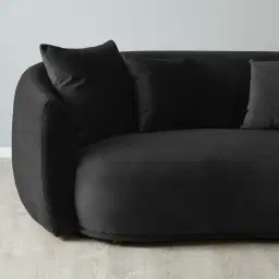 Everett Midnight Black Velvet 2 Seater Sofa - Dark Brown Legs