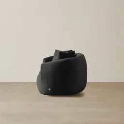 Everett Midnight Black Velvet 2 Seater Sofa - Dark Brown Legs