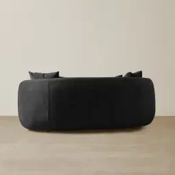 Everett Midnight Black Velvet 2 Seater Sofa - Dark Brown Legs