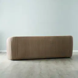 Crown Light Beige Velvet 3-Seater Sofa - Champagne Gold Stainless Steel Legs