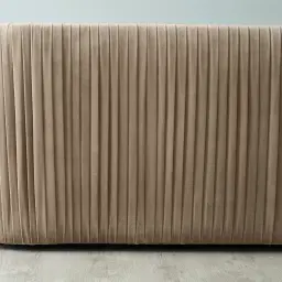 Crown Light Beige Velvet 3-Seater Sofa - Champagne Gold Stainless Steel Legs