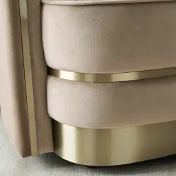 Crown Light Beige Velvet 3-Seater Sofa - Champagne Gold Stainless Steel Legs