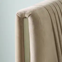 Crown Light Beige Velvet 3-Seater Sofa - Champagne Gold Stainless Steel Legs