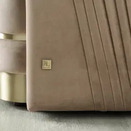 Crown Light Beige Velvet 3-Seater Sofa - Champagne Gold Stainless Steel Legs