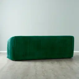 Crown Emerald Green Velvet 3-Seater Sofa - Champagne Gold Stainless Steel Legs