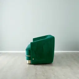 Crown Emerald Green Velvet 3-Seater Sofa - Champagne Gold Stainless Steel Legs