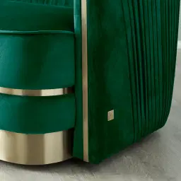 Crown Emerald Green Velvet 3-Seater Sofa - Champagne Gold Stainless Steel Legs