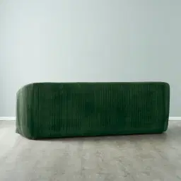 Crown Pine Green Velvet 3-Seater Sofa - Champagne Gold Stainless Steel Legs