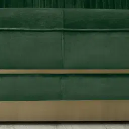Crown Pine Green Velvet 3-Seater Sofa - Champagne Gold Stainless Steel Legs
