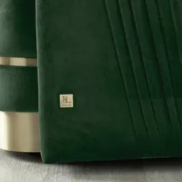 Crown Pine Green Velvet 3-Seater Sofa - Champagne Gold Stainless Steel Legs