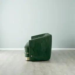 Crown Pine Green Velvet 3-Seater Sofa - Champagne Gold Stainless Steel Legs