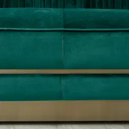 Crown Peacock Blue Velvet 3-Seater Sofa - Champagne Gold Stainless Steel Legs