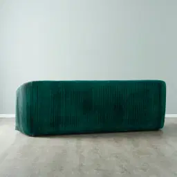 Crown Peacock Blue Velvet 3-Seater Sofa - Champagne Gold Stainless Steel Legs