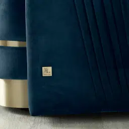 Crown Navy Blue Velvet 3-Seater Sofa - Champagne Gold Stainless Steel Legs