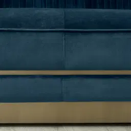 Crown Navy Blue Velvet 3-Seater Sofa - Champagne Gold Stainless Steel Legs