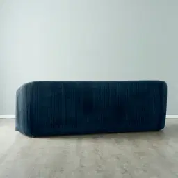 Crown Navy Blue Velvet 3-Seater Sofa - Champagne Gold Stainless Steel Legs