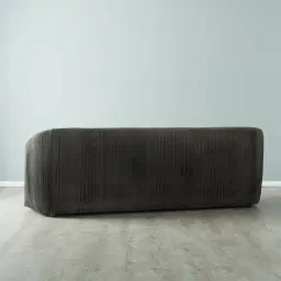 Crown Charcoal Velvet 3-Seater Sofa - Champagne Gold Stainless Steel Legs