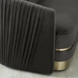 Crown Charcoal Velvet 3-Seater Sofa - Champagne Gold Stainless Steel Legs