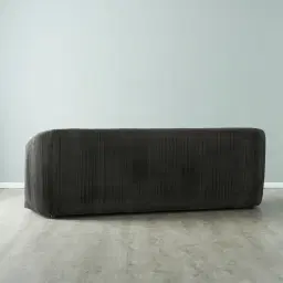 Crown Charcoal Velvet 3-Seater Sofa - Champagne Gold Stainless Steel Legs