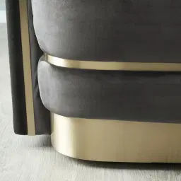Crown Charcoal Velvet 3-Seater Sofa - Champagne Gold Stainless Steel Legs