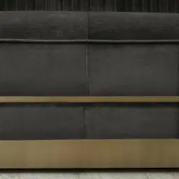 Crown Charcoal Velvet 3-Seater Sofa - Champagne Gold Stainless Steel Legs
