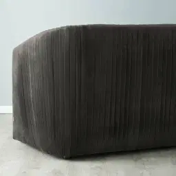 Crown Charcoal Velvet 3-Seater Sofa - Champagne Gold Stainless Steel Legs
