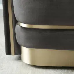 Crown Charcoal Velvet 3-Seater Sofa - Champagne Gold Stainless Steel Legs