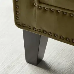 Vogue Olive Green Velvet 3-Seater Sofa - Dark Brown Legs