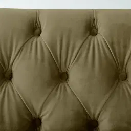 Vogue Olive Green Velvet 3-Seater Sofa - Dark Brown Legs