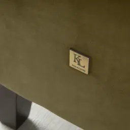 Vogue Olive Green Velvet 3-Seater Sofa - Dark Brown Legs