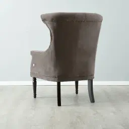Deco Mushroom Velvet Armchair - Dark Brown Legs