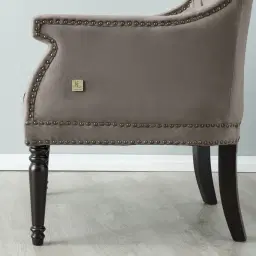 Deco Mushroom Velvet Armchair - Dark Brown Legs