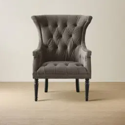 Deco Mushroom Velvet Armchair - Dark Brown Legs