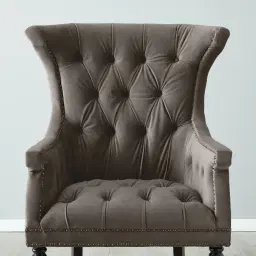 Deco Mushroom Velvet Armchair - Dark Brown Legs