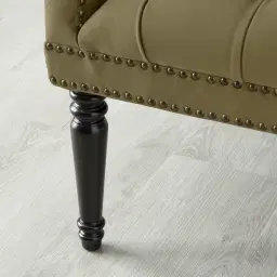 Deco Olive Green Velvet Armchair - Dark Brown Legs