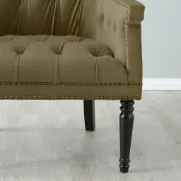 Deco Olive Green Velvet Armchair - Dark Brown Legs