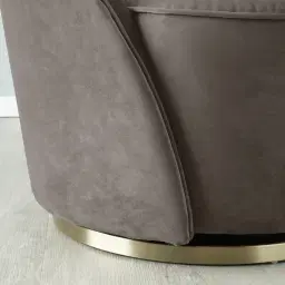 Sonja Mushroom Velvet Swivel Occasional Chair - Brushed Champagne Gold Stainless Steel Legs