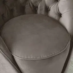 Sonja Mushroom Velvet Swivel Occasional Chair - Brushed Champagne Gold Stainless Steel Legs