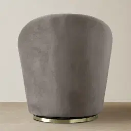 Sonja Mushroom Velvet Swivel Occasional Chair - Brushed Champagne Gold Stainless Steel Legs