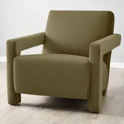 Stellan Olive Green Velvet Occasional Chair - Olive Green Velvet Arms