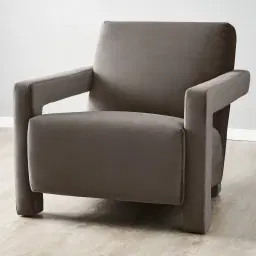 Stellan Mushroom Velvet Occasional Chair - Mushroom Velvet Arms